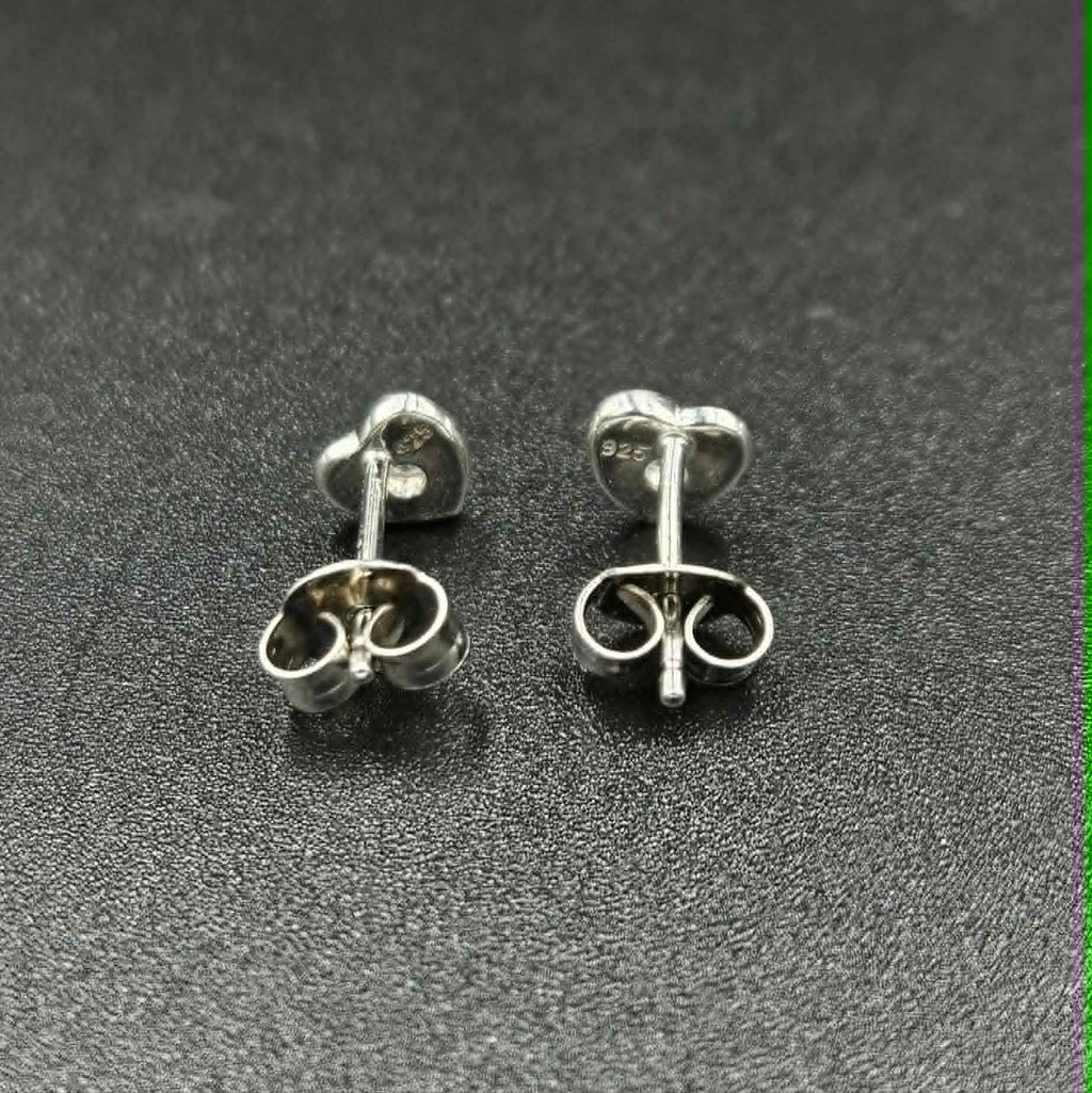 925 Sterling Silver Cubic Zirconia Heart Stud Earrings