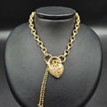 9ct Yellow Gold Belcher Heart Padlock Bracelet