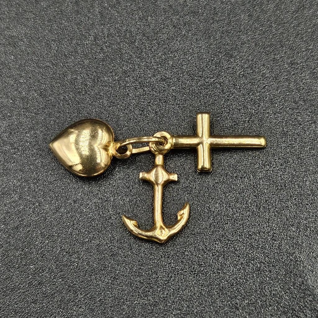 9ct Yellow Gold Hope, Love, Faith Pendant