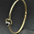 9ct Yellow Gold Diamond & Ruby Heart Bangle