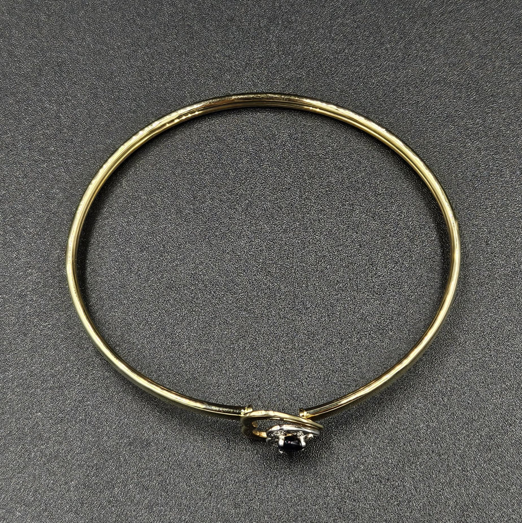 9ct Yellow Gold Diamond & Ruby Heart Bangle