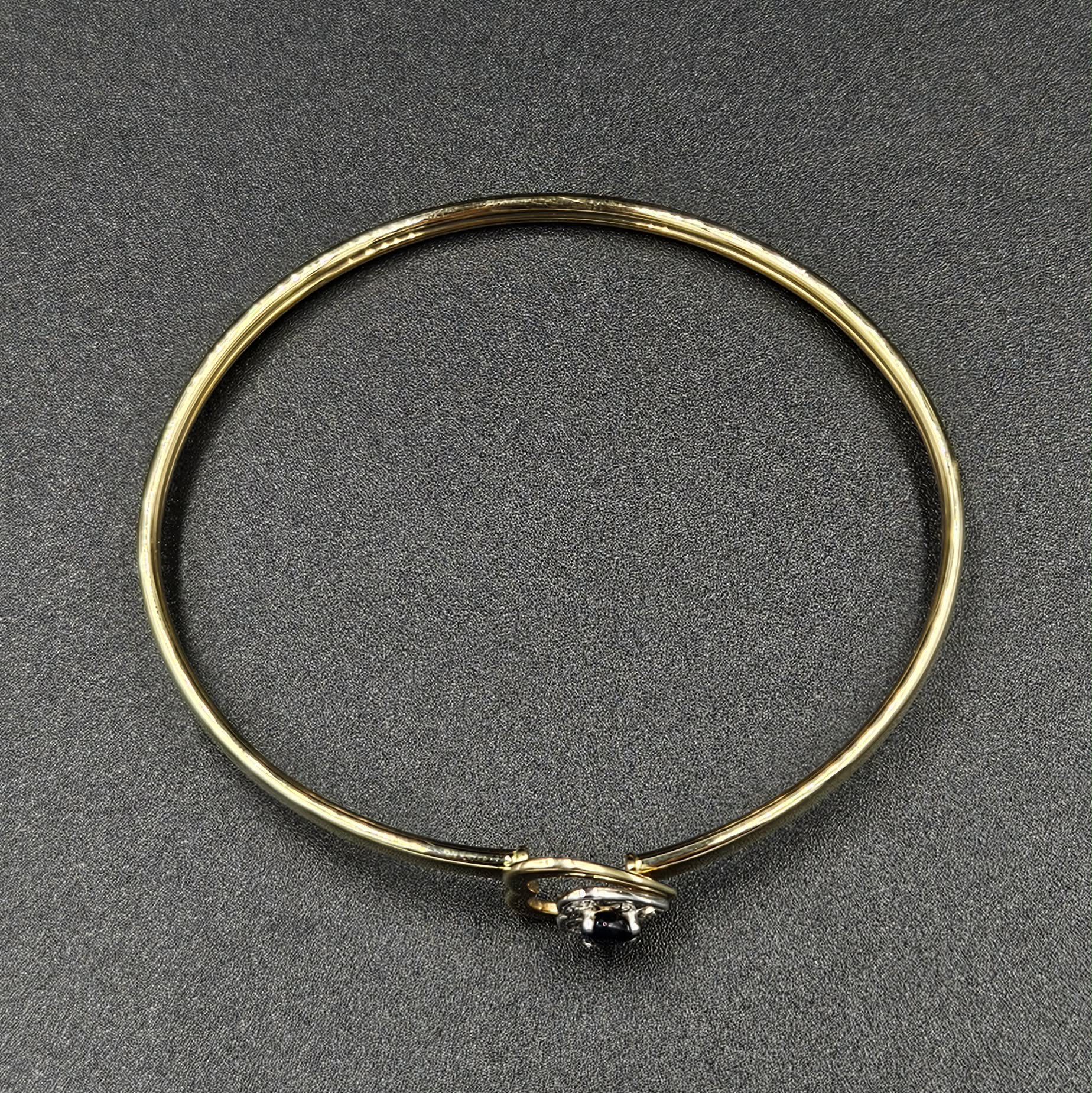 9ct Yellow Gold Diamond & Ruby Heart Bangle
