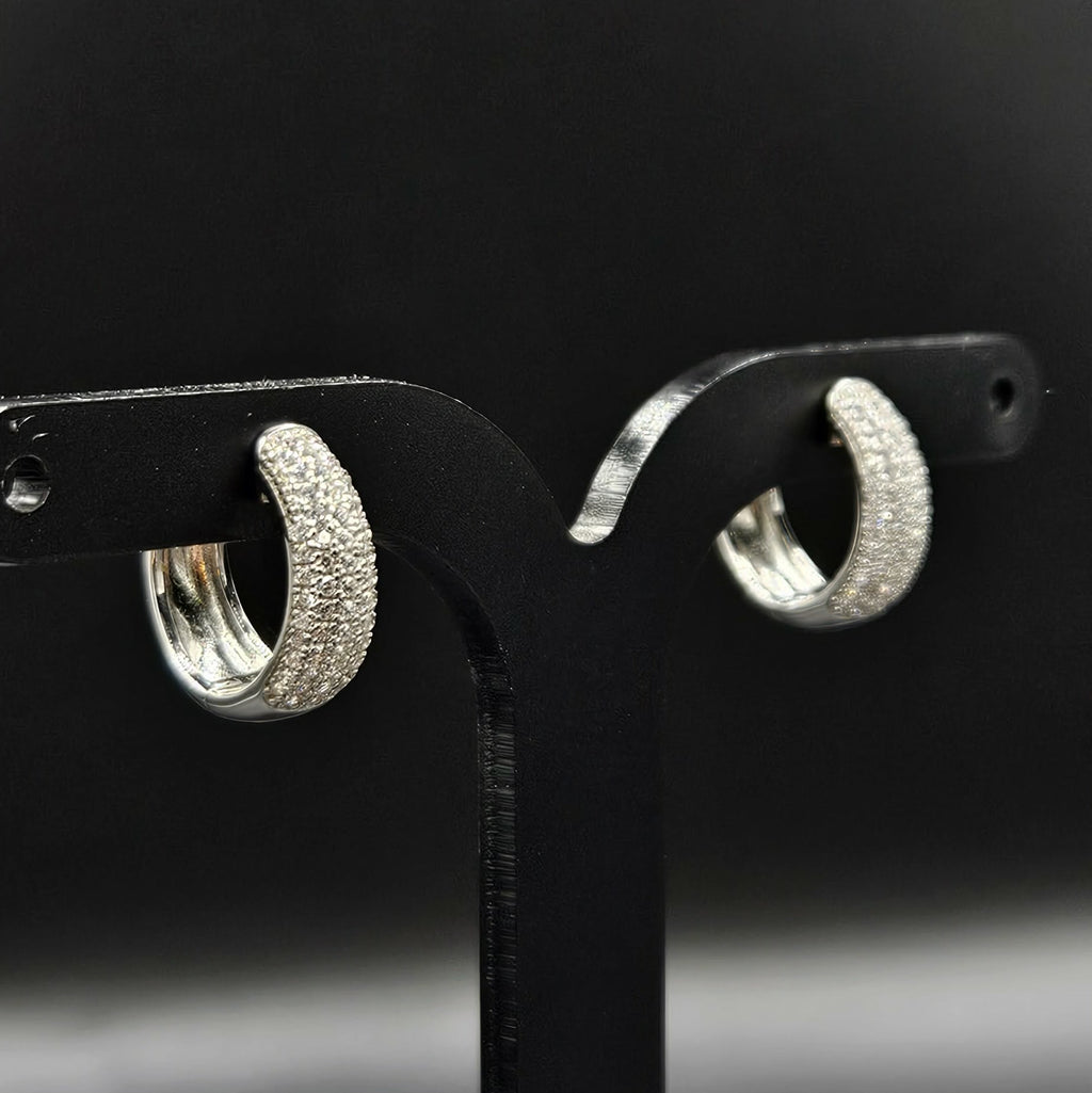 Brand New 925 Silver Cubic Zirconia Huggie Earrings