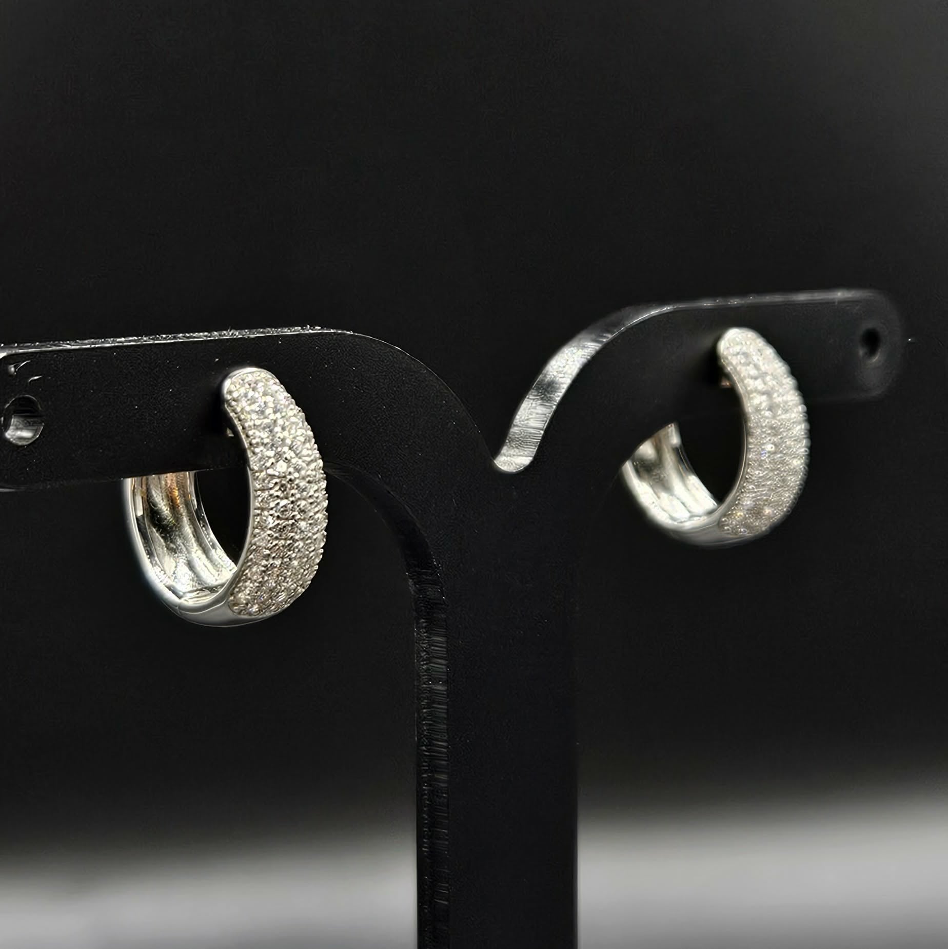 Brand New 925 Silver Cubic Zirconia Huggie Earrings