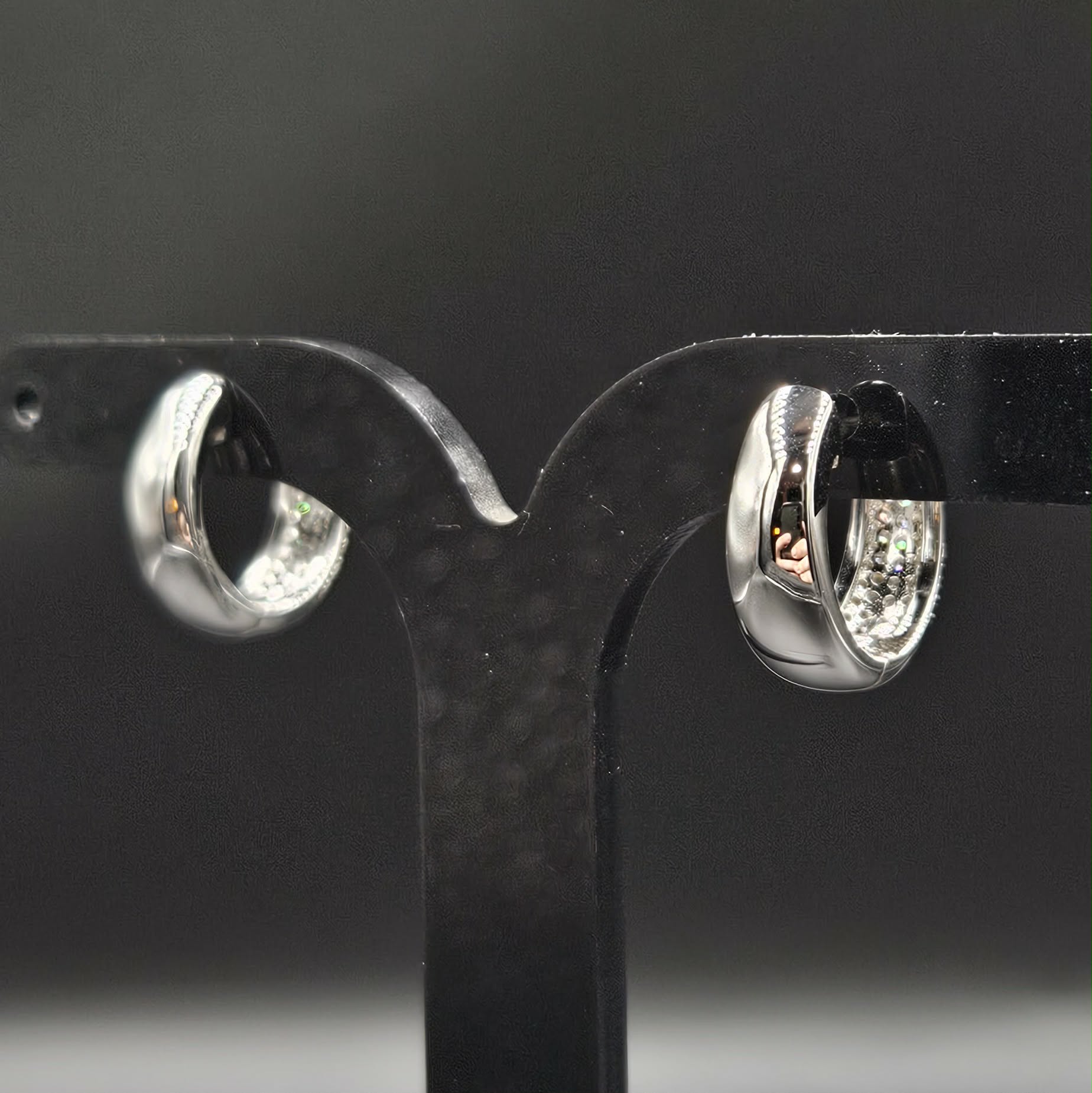 Brand New 925 Silver Cubic Zirconia Huggie Earrings