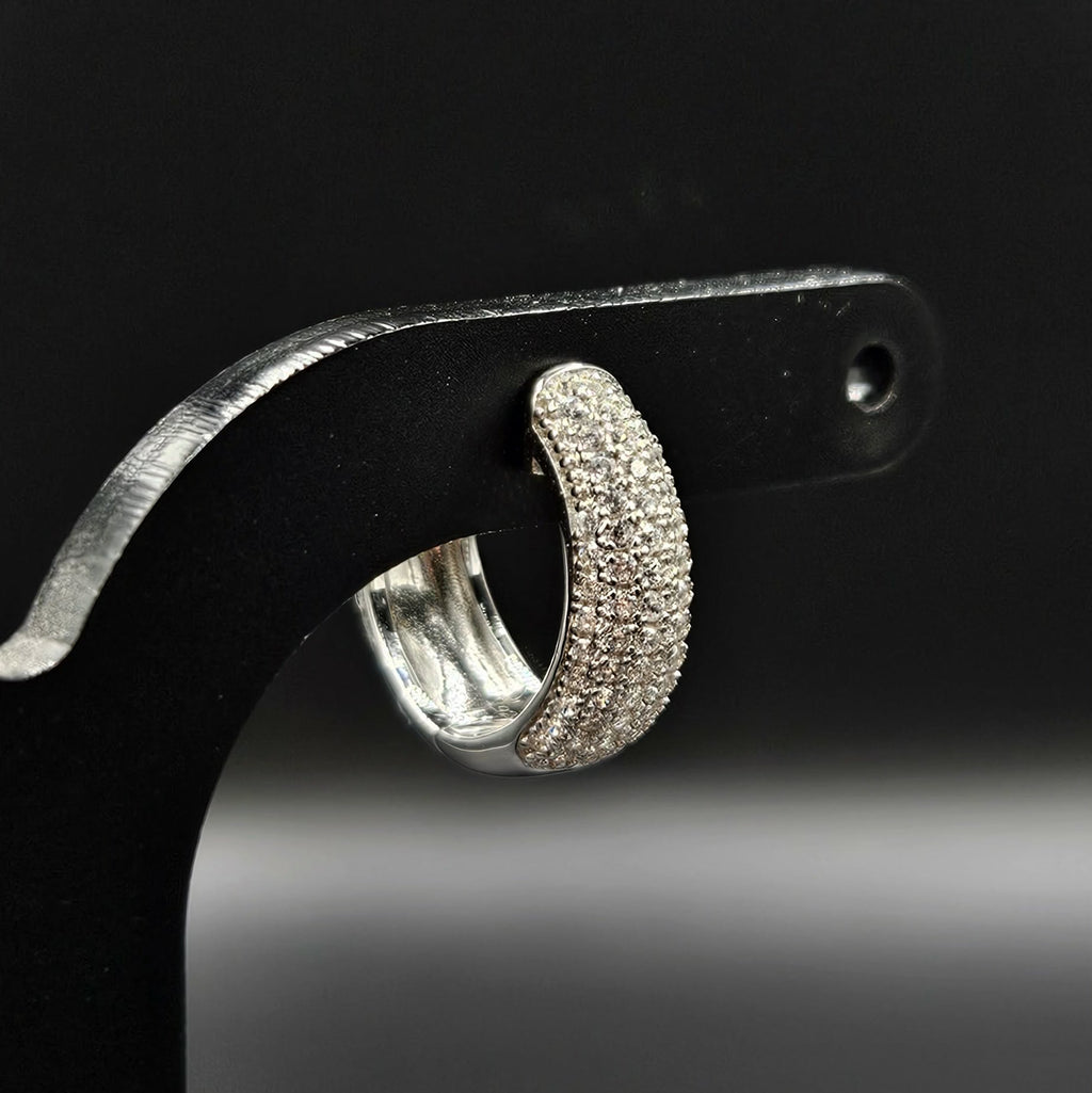 Brand New 925 Silver Cubic Zirconia Huggie Earrings