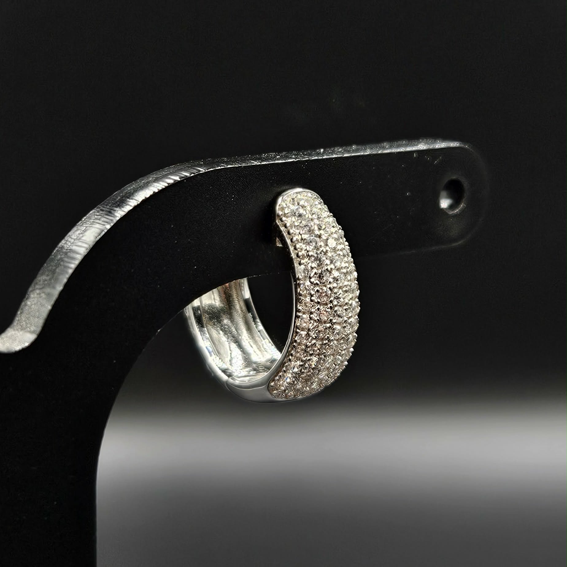 Brand New 925 Silver Cubic Zirconia Huggie Earrings