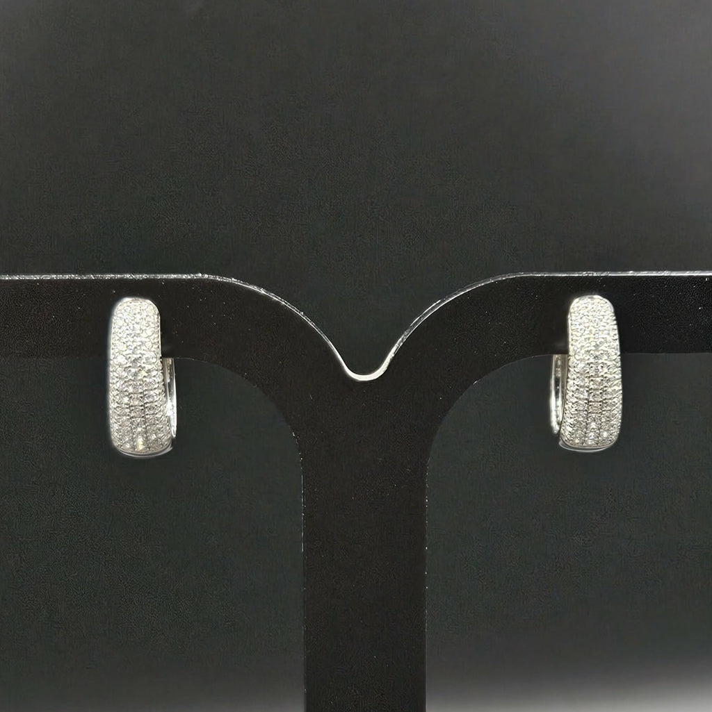 Brand New 925 Silver Cubic Zirconia Huggie Earrings