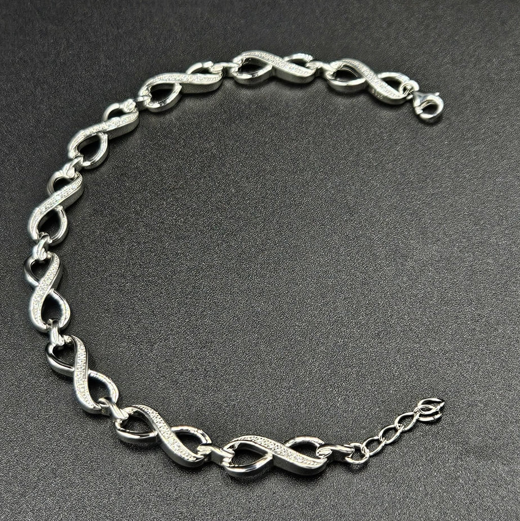 Brand New, Sterling Silver Cubic Zirconia Infinity Bracelet