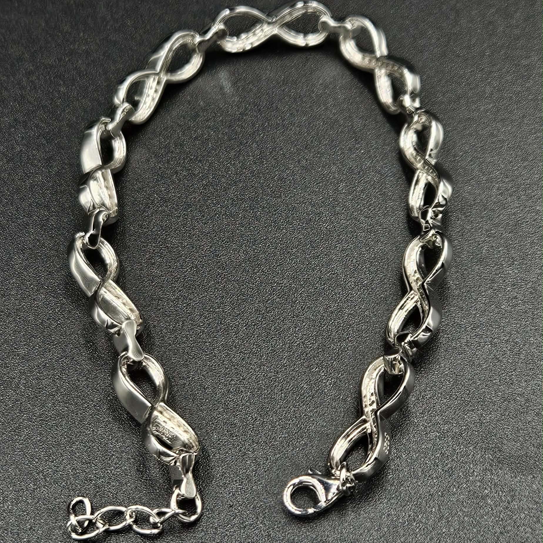 Brand New, Sterling Silver Cubic Zirconia Infinity Bracelet