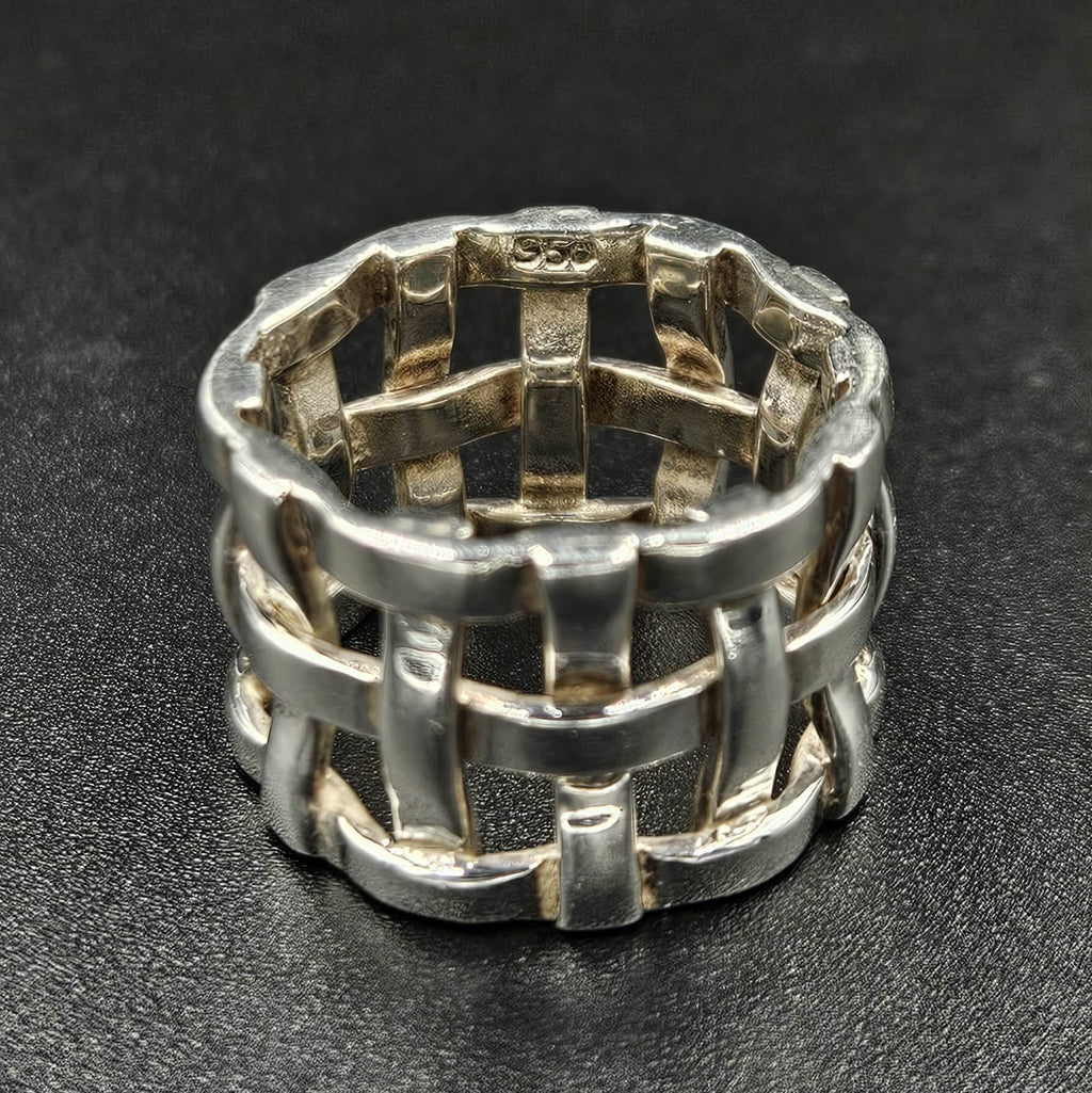 950 Sterling Silver Woven Basket Weave Style Ring