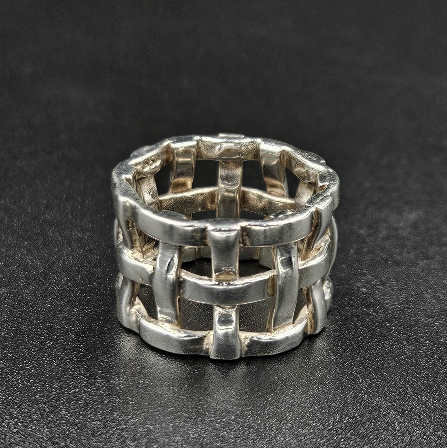 950 Sterling Silver Woven Basket Weave Style Ring