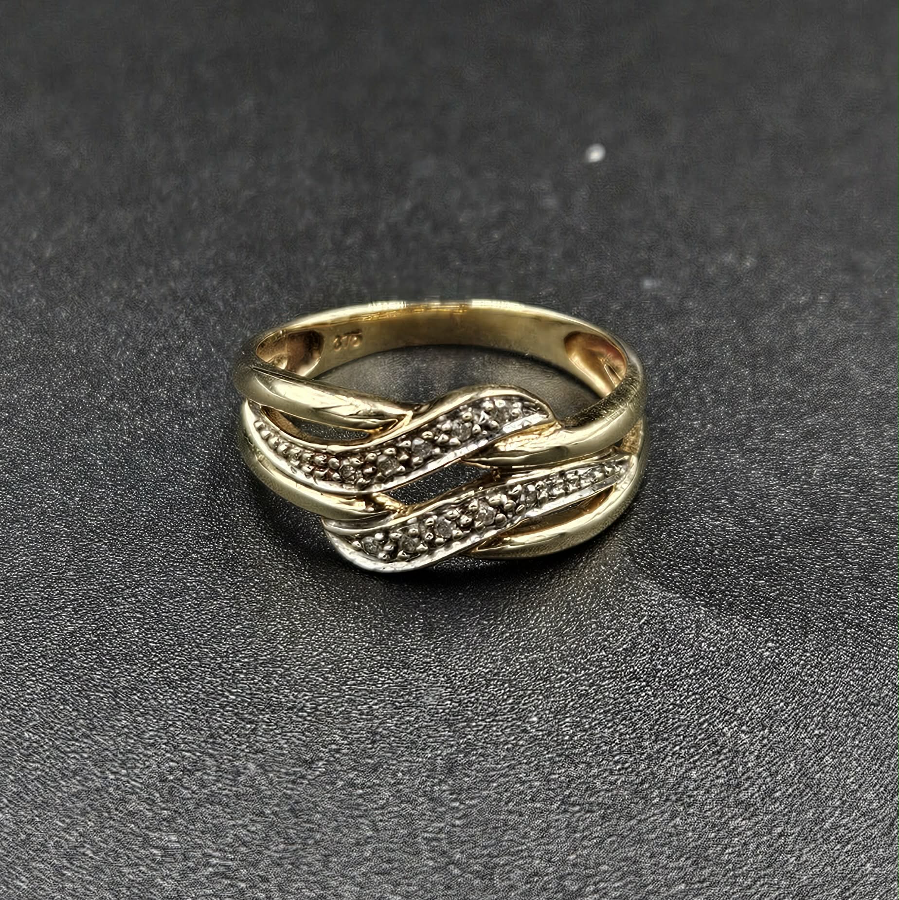 9ct Yellow Gold, Diamond Multi-Band Crossover Design Ring
