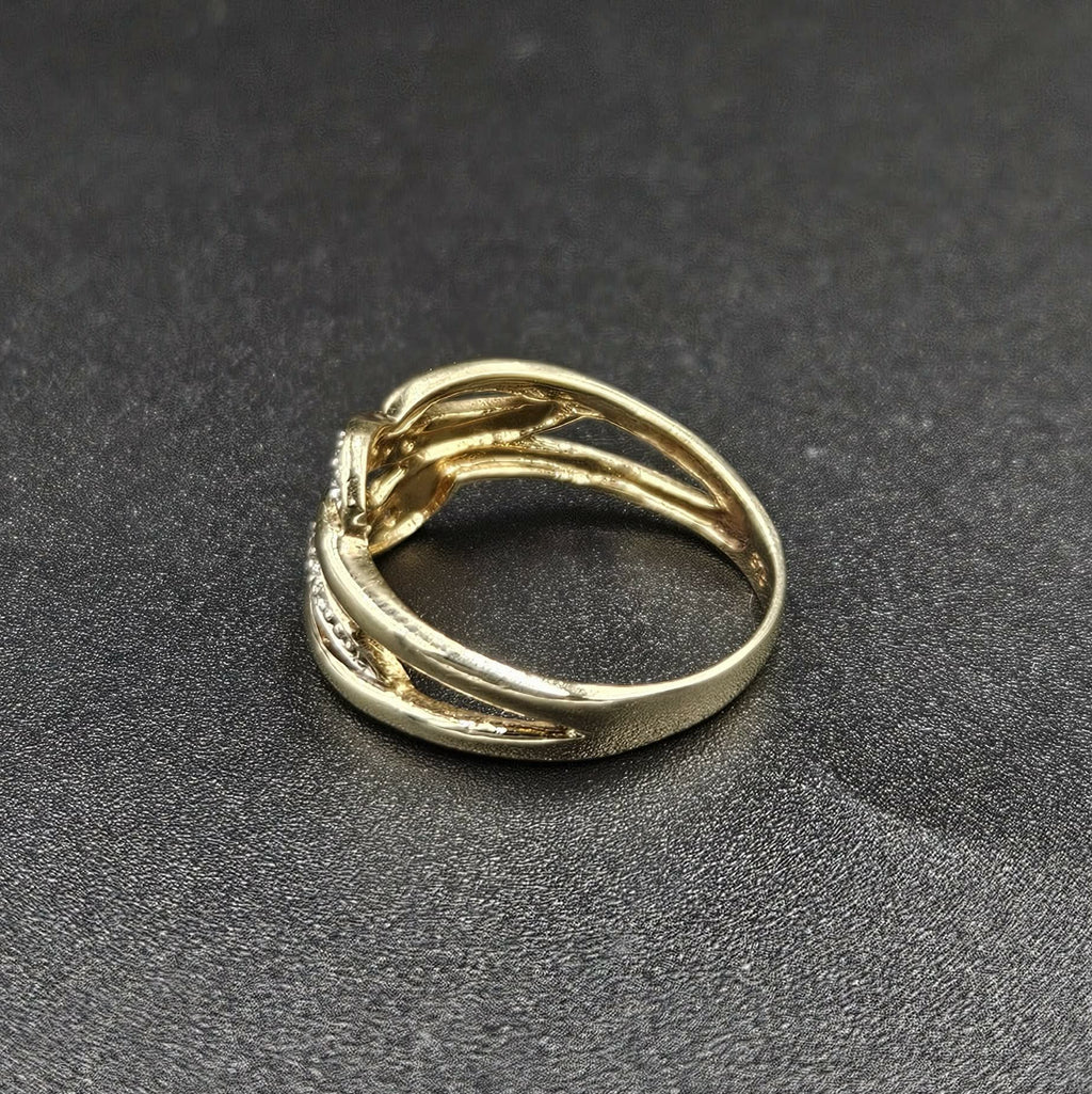 9ct Yellow Gold, Diamond Multi-Band Crossover Design Ring