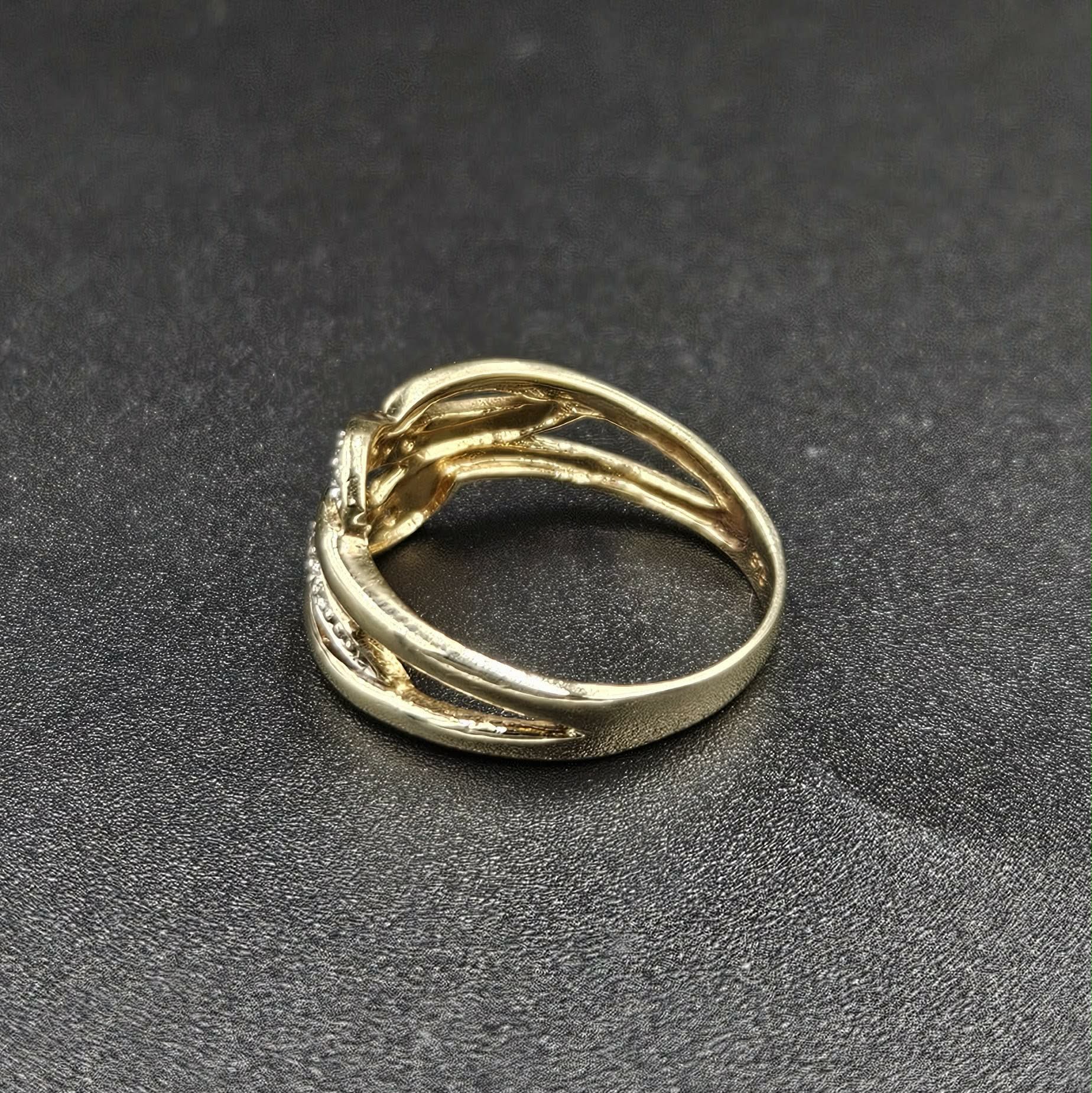 9ct Yellow Gold, Diamond Multi-Band Crossover Design Ring