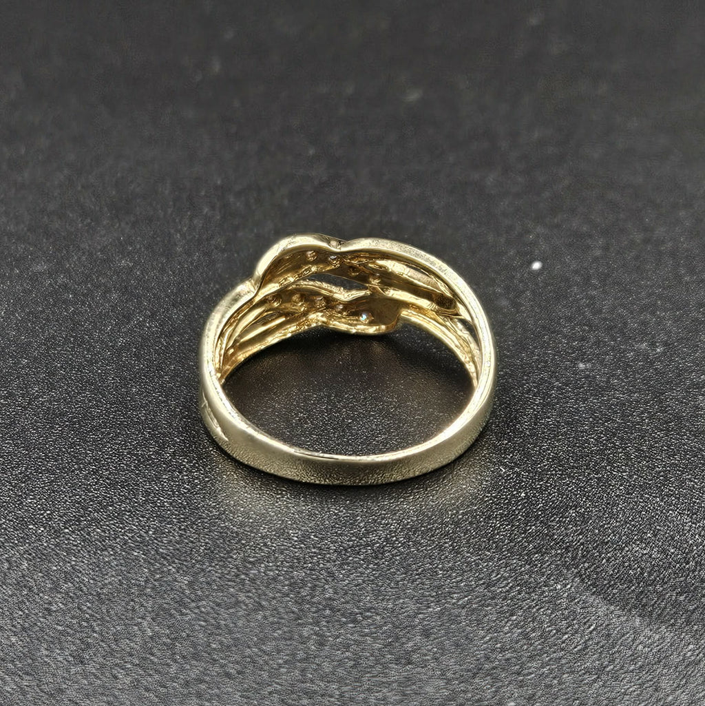9ct Yellow Gold, Diamond Multi-Band Crossover Design Ring