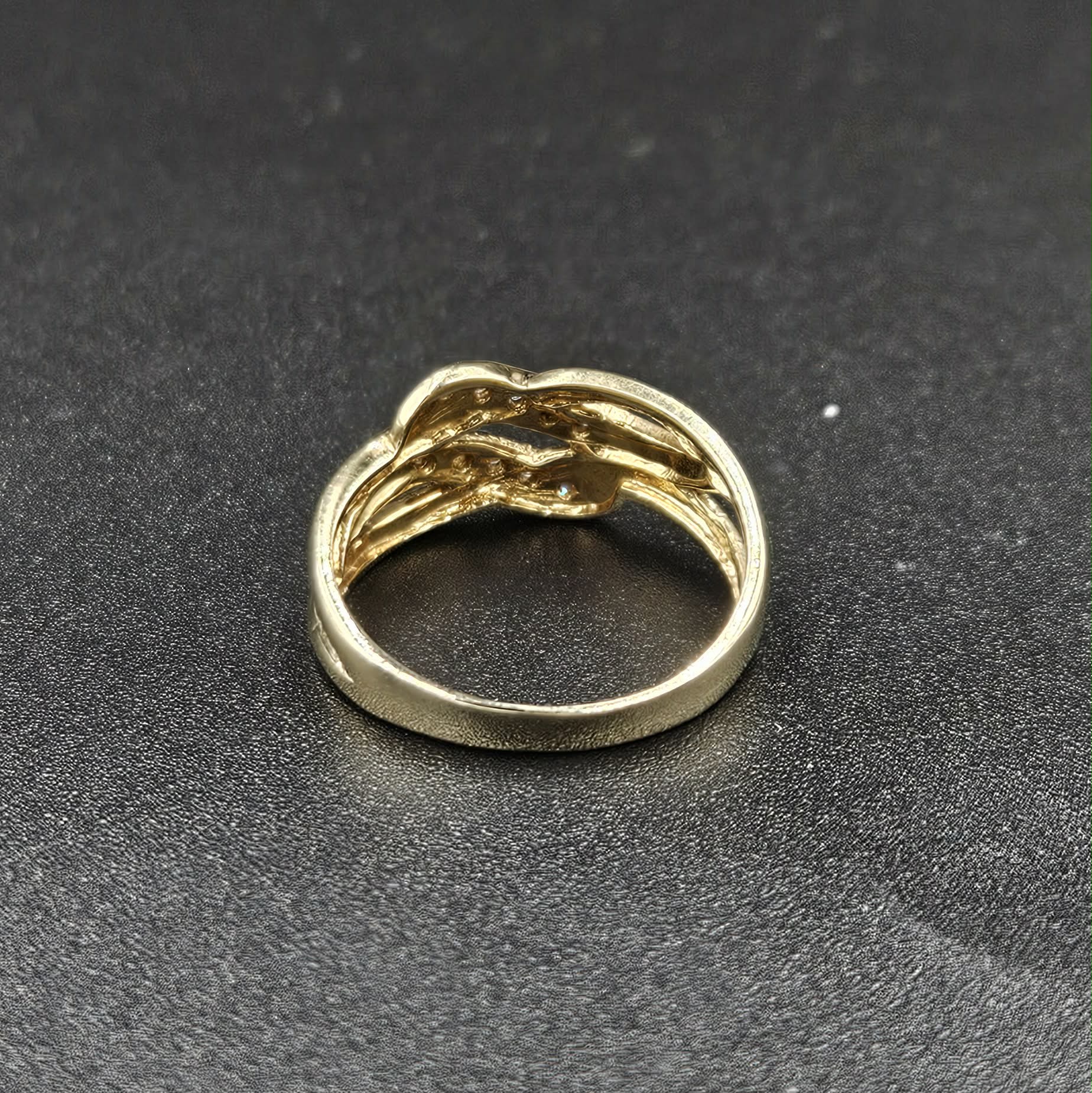 9ct Yellow Gold, Diamond Multi-Band Crossover Design Ring
