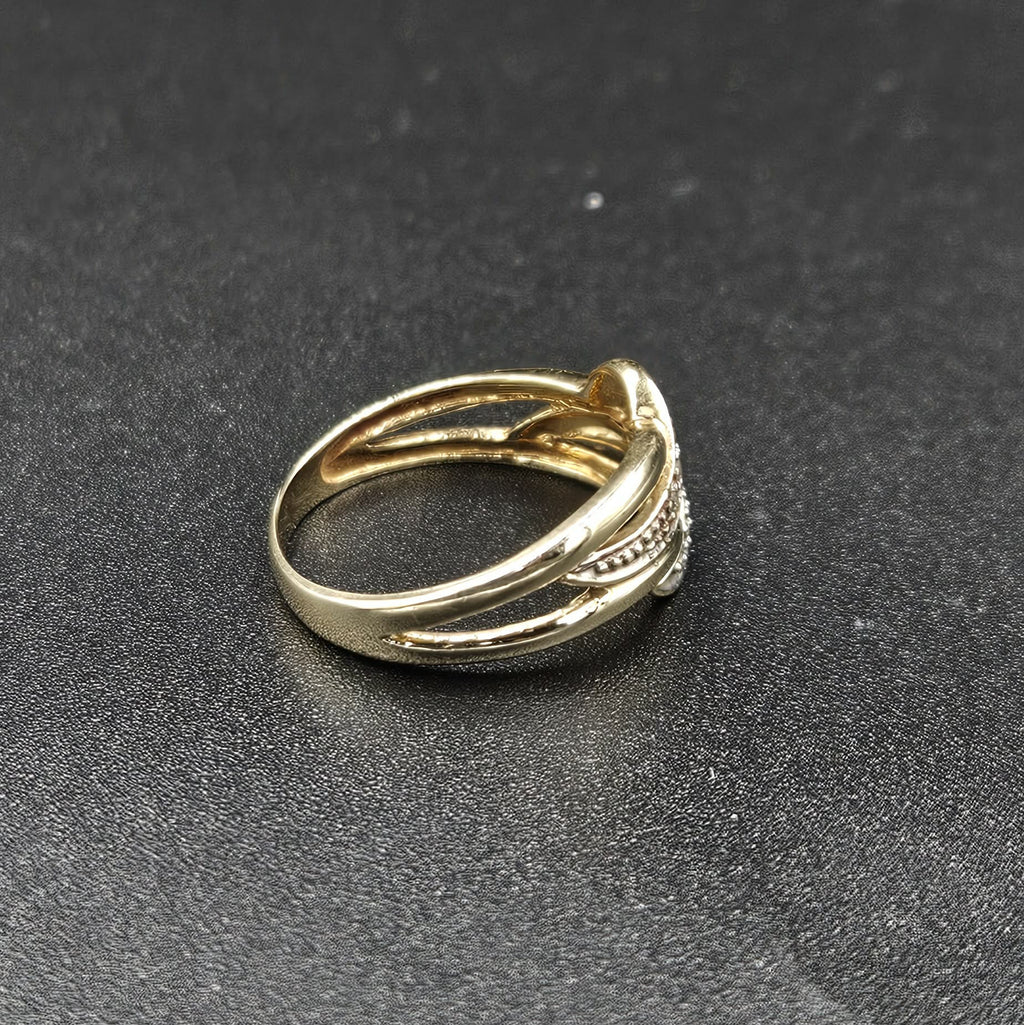 9ct Yellow Gold, Diamond Multi-Band Crossover Design Ring