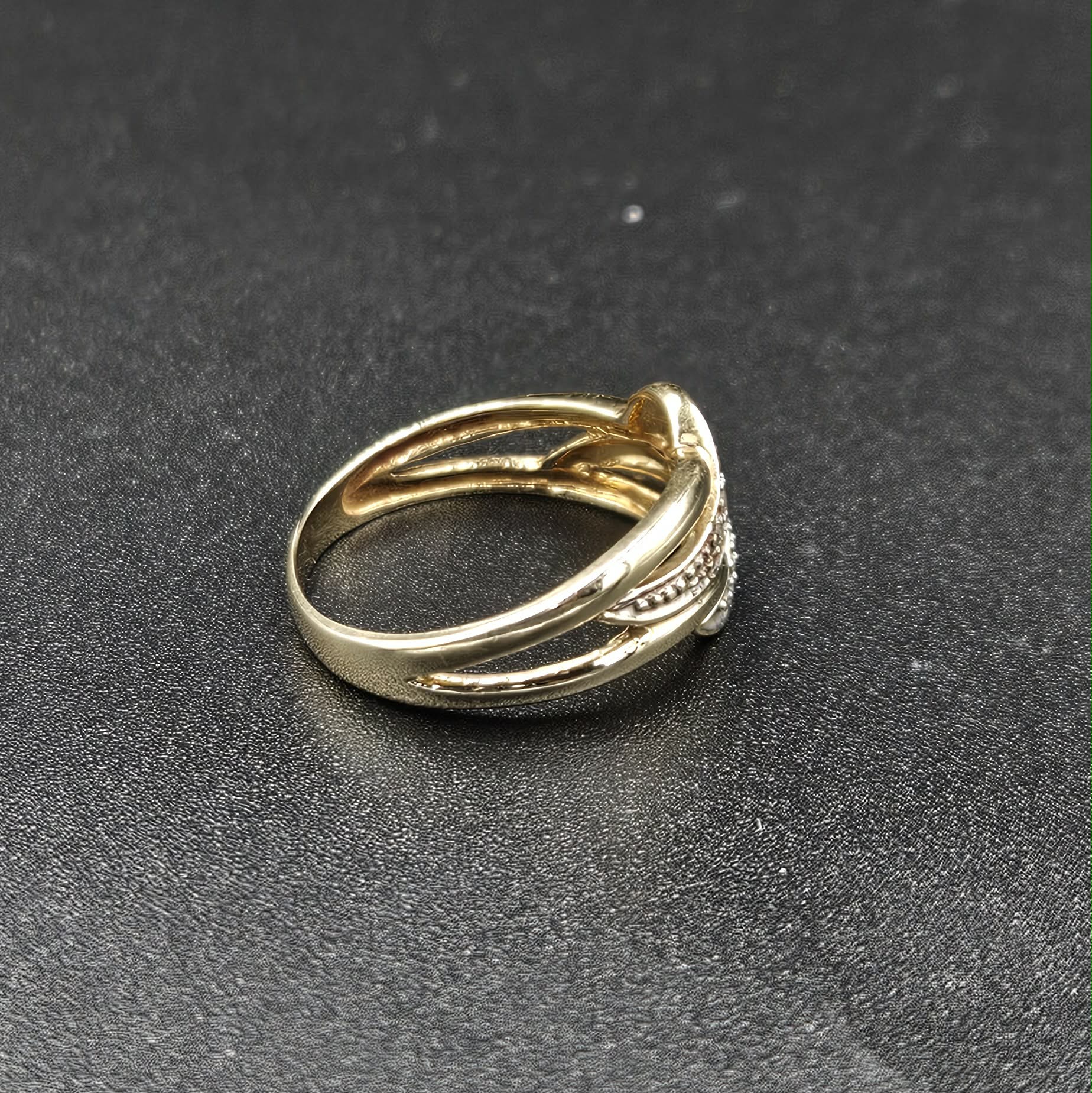 9ct Yellow Gold, Diamond Multi-Band Crossover Design Ring