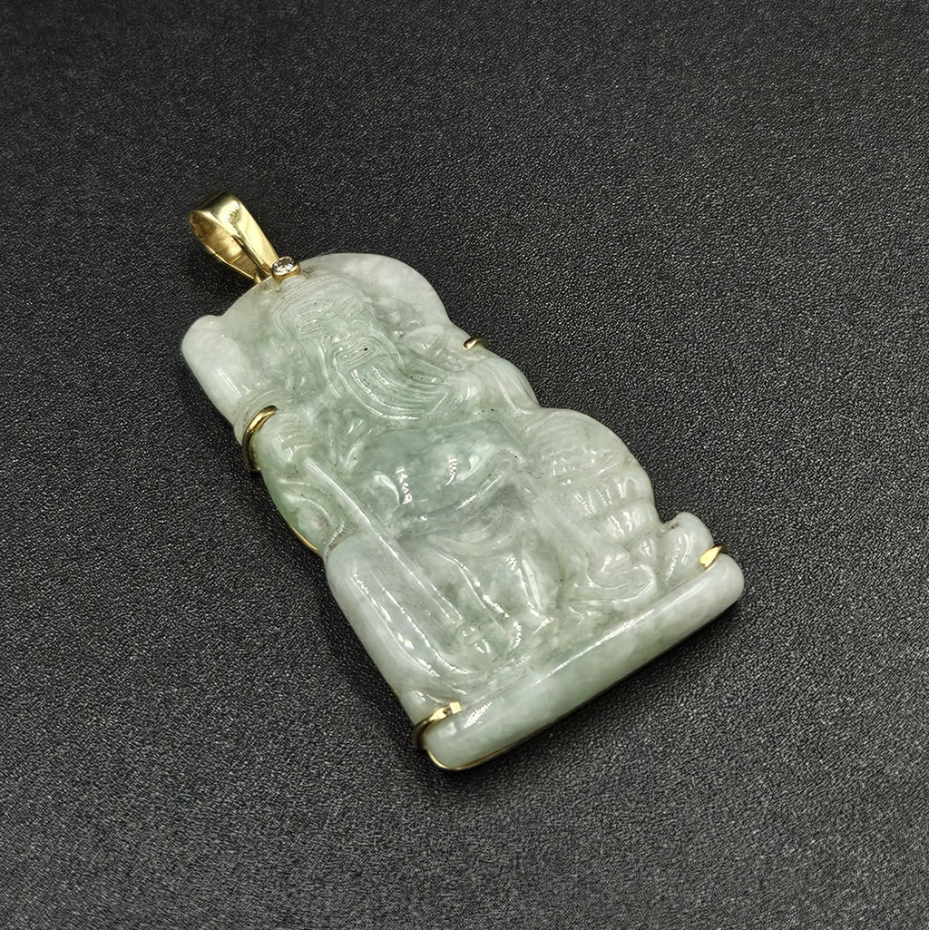 18ct Yellow Gold, Jade & Diamond Pendant