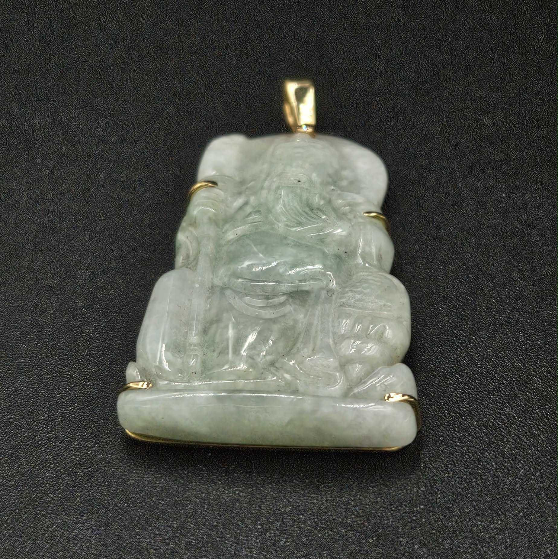 18ct Yellow Gold, Jade & Diamond Pendant