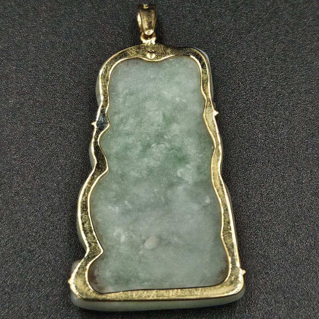 18ct Yellow Gold, Jade & Diamond Pendant