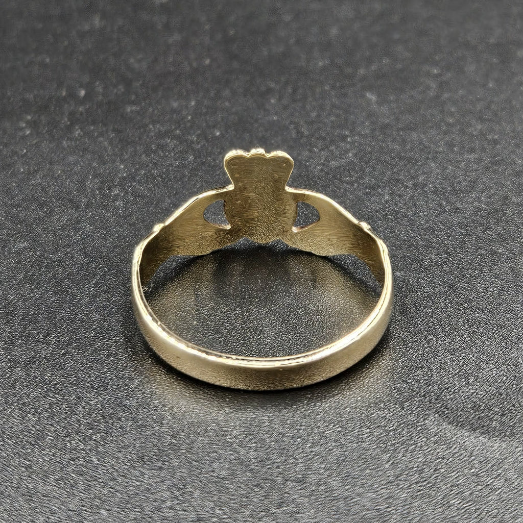 9ct Yellow gold Heart, Crown & Hands Ring