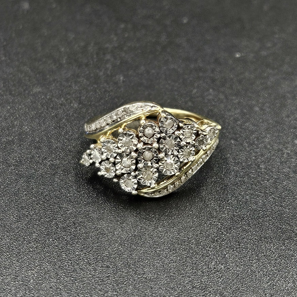 9ct Yellow Gold Diamond Cluster Ring