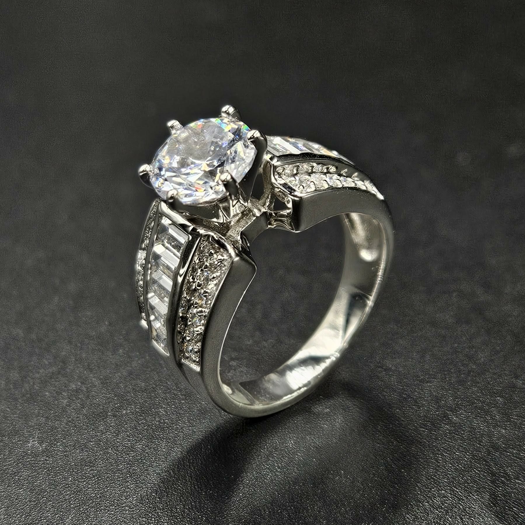 Brand New 925 Silver Cubic Zirconia Size N Ring