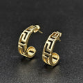 14ct Yellow Gold Greek Linework Earrings