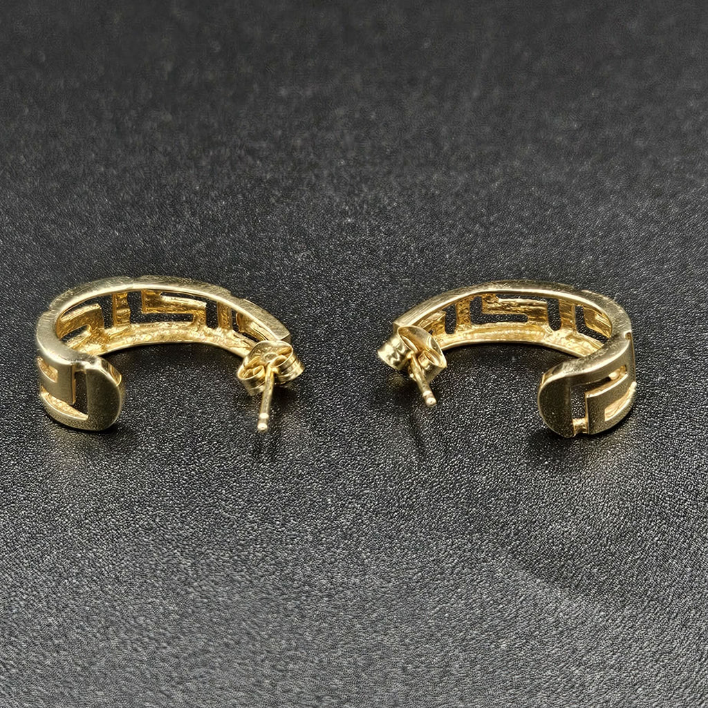14ct Yellow Gold Greek Linework Earrings