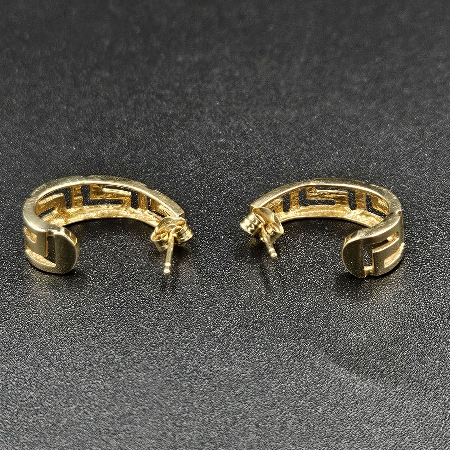 14ct Yellow Gold Greek Linework Earrings