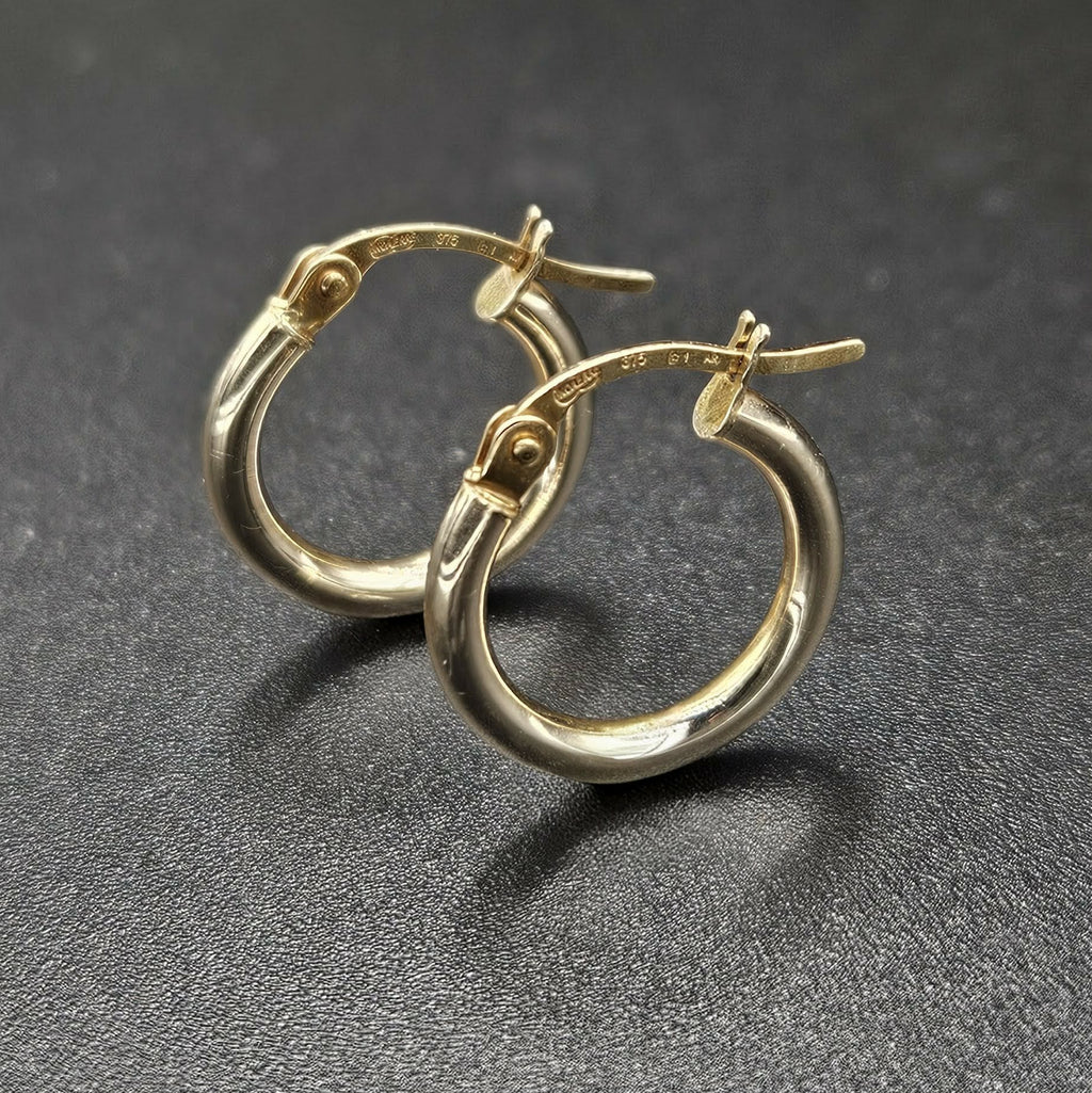 9ct Yellow Gold Tube Huggie Earrings