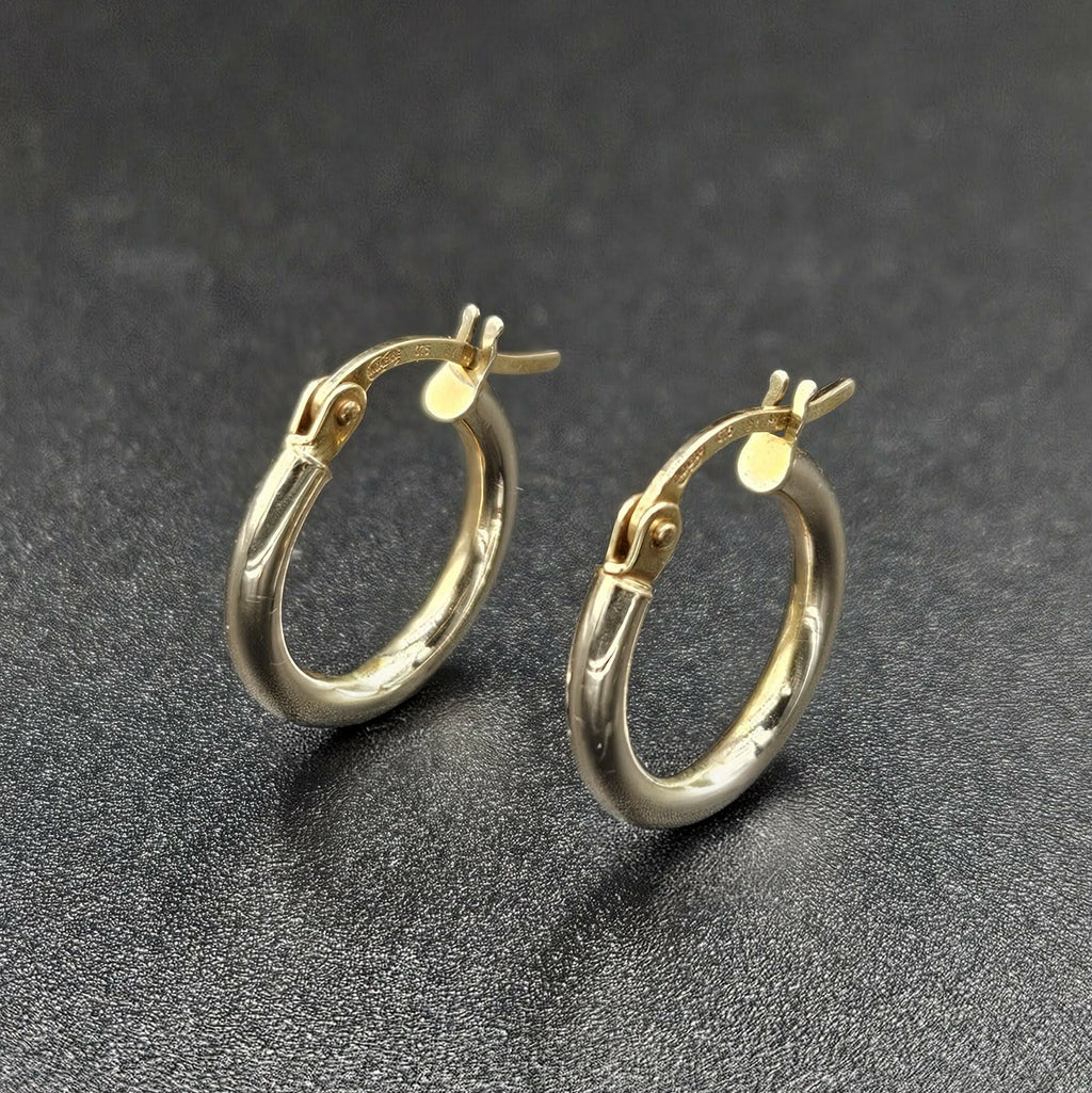 9ct Yellow Gold Tube Huggie Earrings