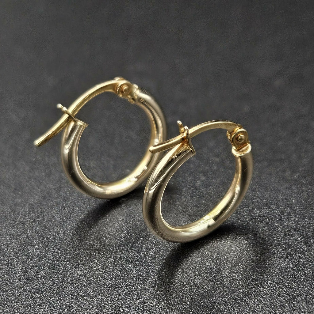 9ct Yellow Gold Tube Huggie Earrings