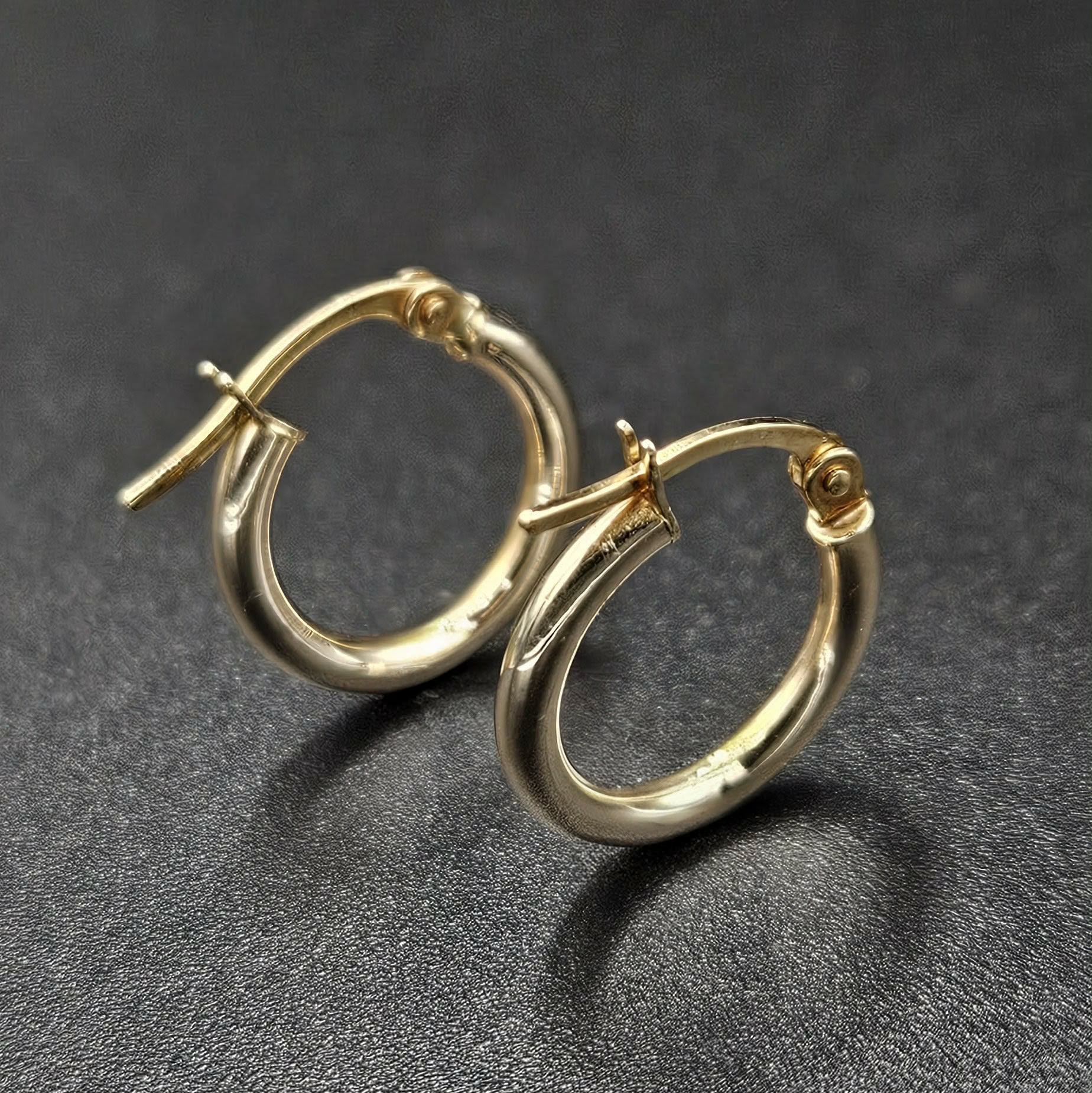 9ct Yellow Gold Tube Huggie Earrings