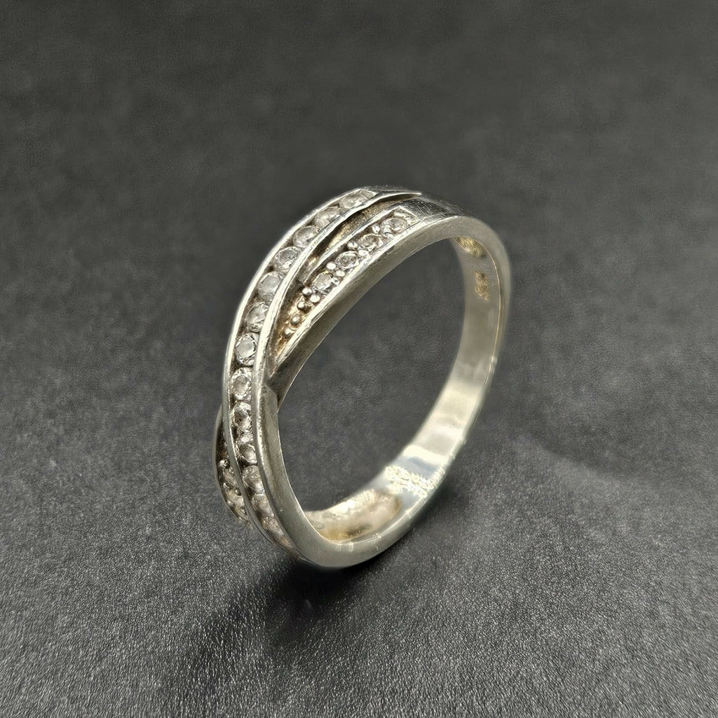 Silver Overlapping Cubic Zirconia Ring
