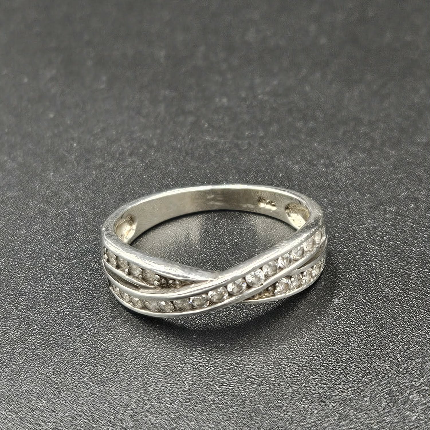 Silver Overlapping Cubic Zirconia Ring