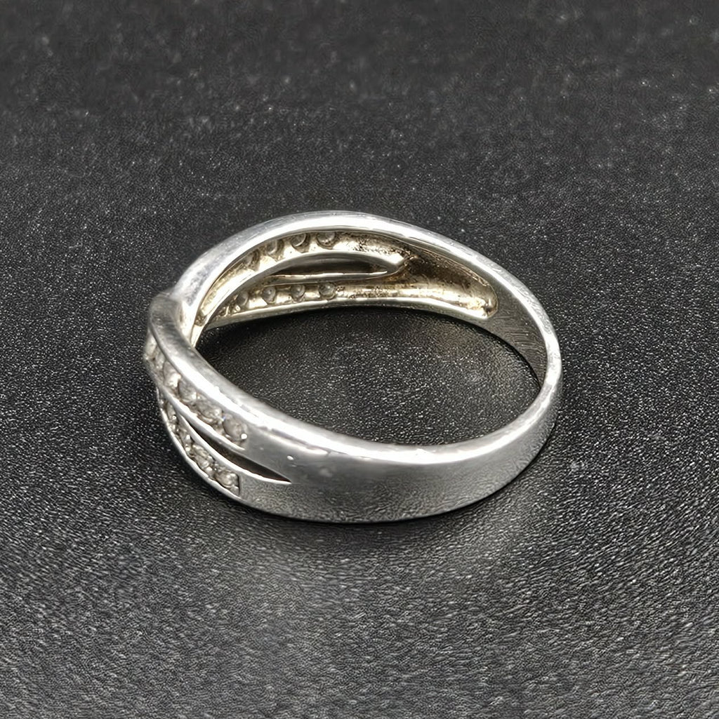 Silver Overlapping Cubic Zirconia Ring