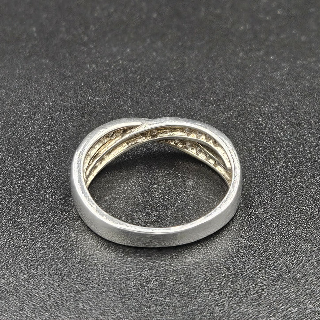 Silver Overlapping Cubic Zirconia Ring