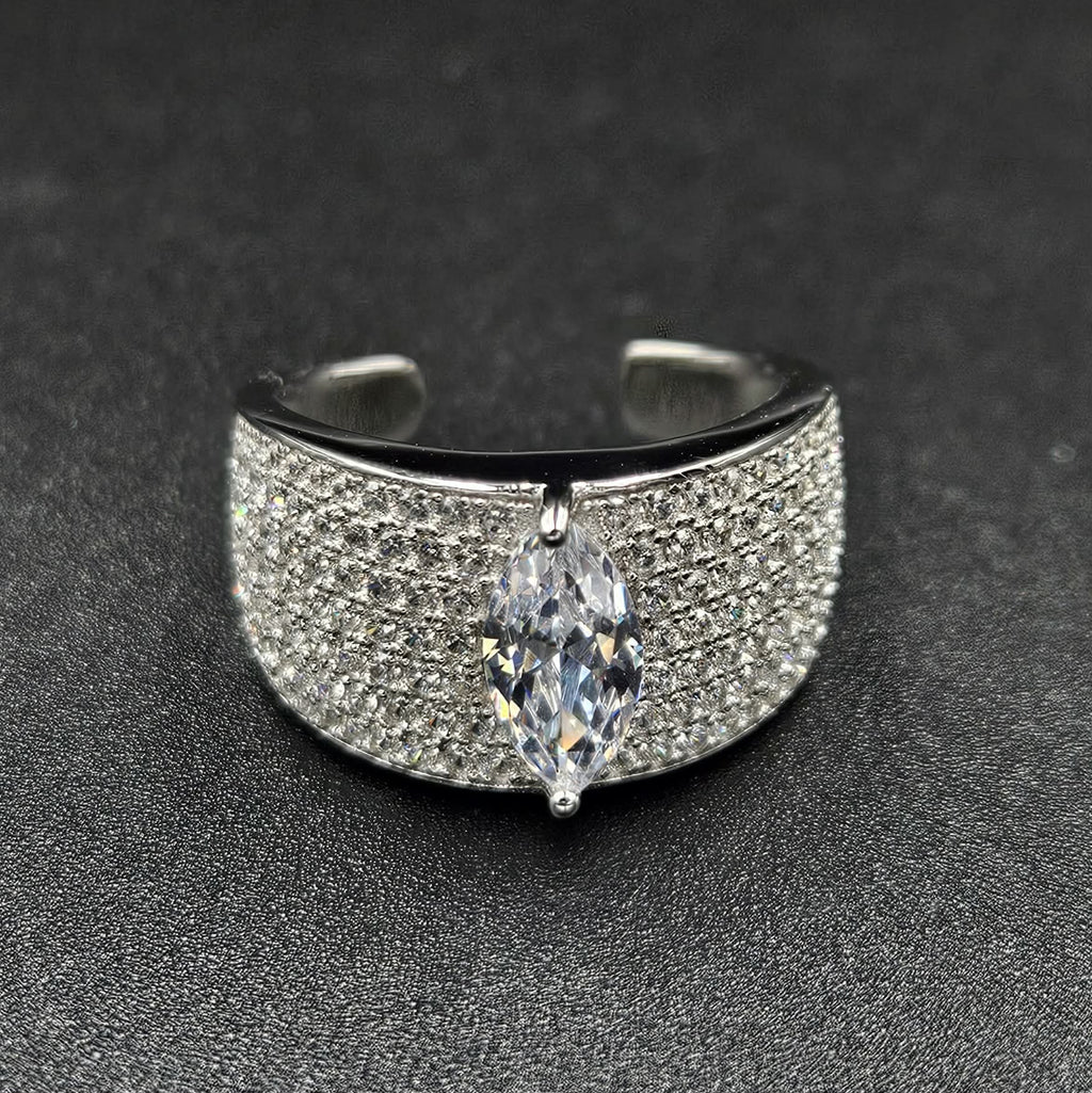Brand New, Never Worn Sterling Silver Cubic Zirconia Open Back Ring