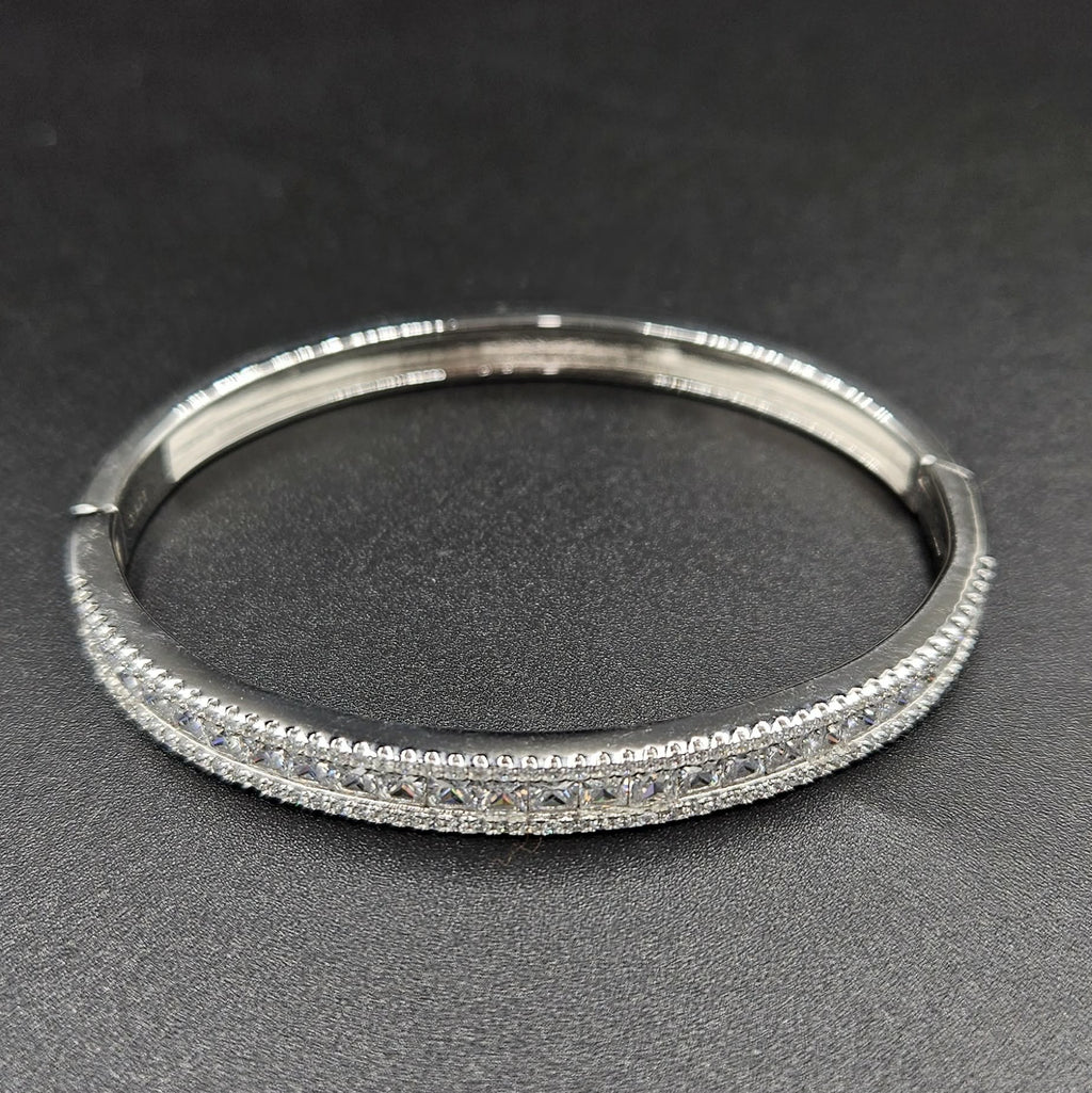 Brand New, Never Worn Cubic Zirconia Silver Opening Bangle