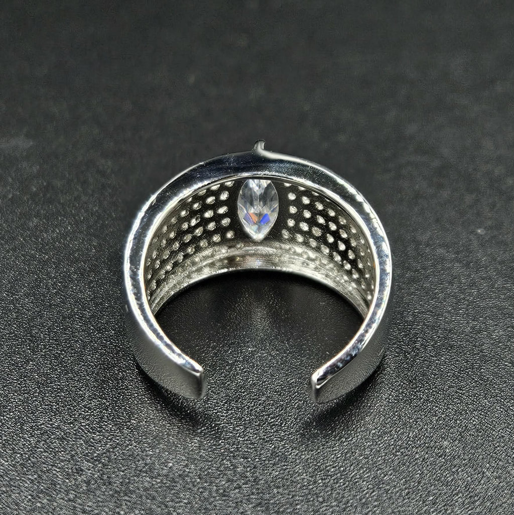 Brand New, Never Worn Sterling Silver Cubic Zirconia Open Back Ring