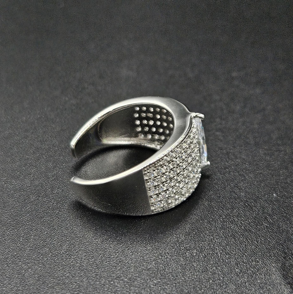 Brand New, Never Worn Sterling Silver Cubic Zirconia Open Back Ring