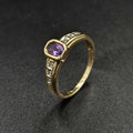 9ct Yellow Gold Pink Amethyst & Diamond Ring