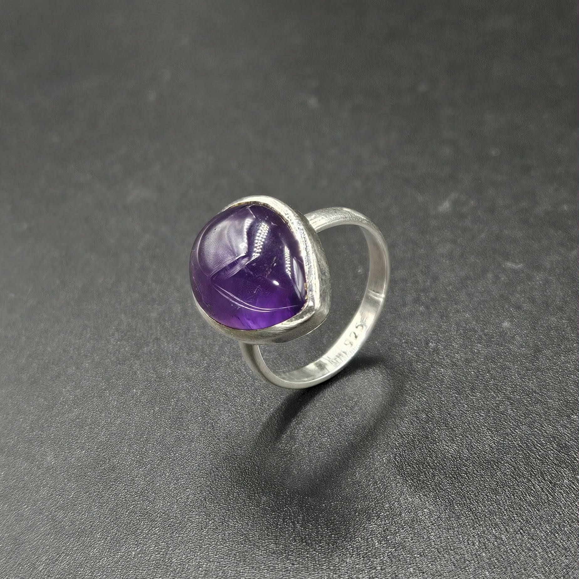 Sterling Silver Purple Agate Ring