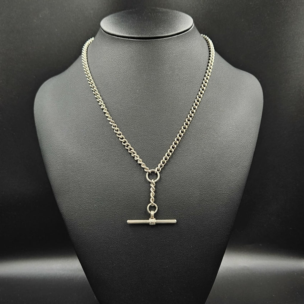 Silver Curb style Chain with T-Bar Toggle Clasp