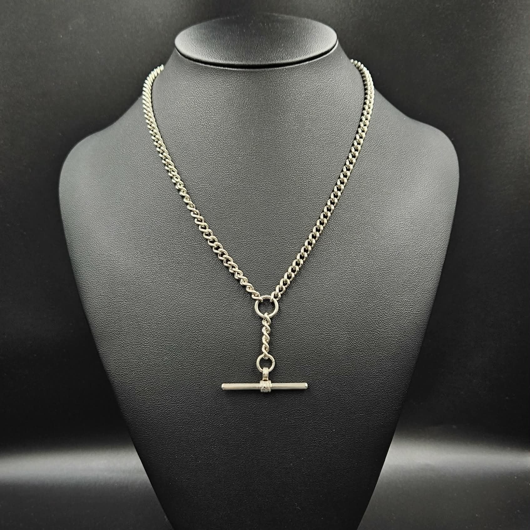 Silver Curb style Chain with T-Bar Toggle Clasp
