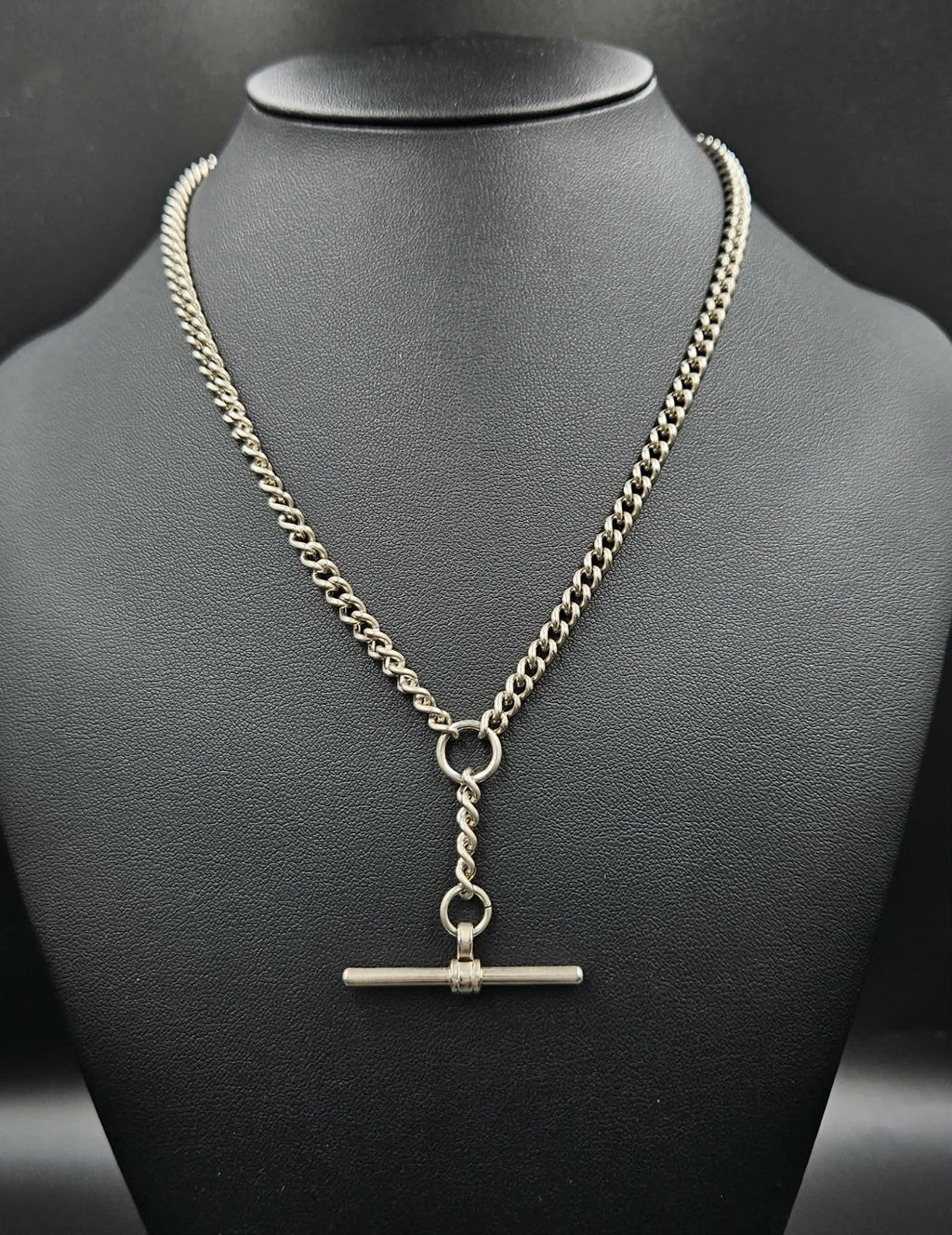 Silver Curb style Chain with T-Bar Toggle Clasp