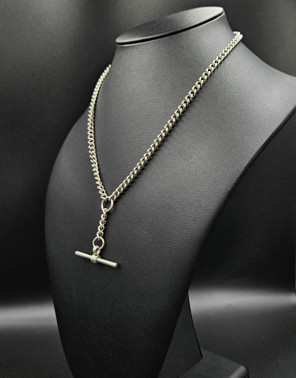 Silver Curb style Chain with T-Bar Toggle Clasp